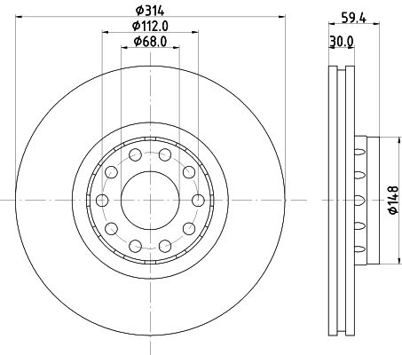 HELLA PAGID Bremžu diski 8DD 355 104-351